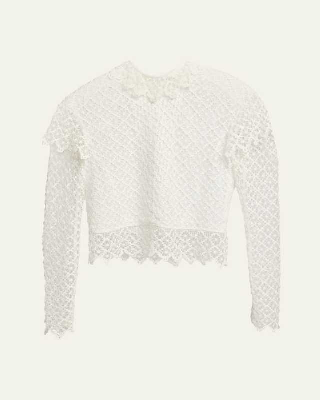 Ludivine Mock-Neck Cotton Lace Top